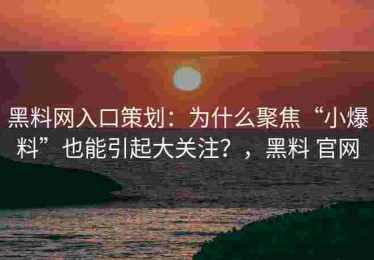 黑料网入口策划：为什么聚焦“小爆料”也能引起大关注？，黑料 官网