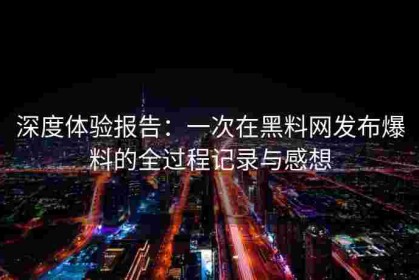 深度体验报告：一次在黑料网发布爆料的全过程记录与感想
