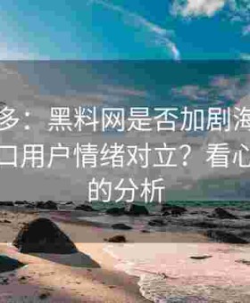 网暴增多：黑料网是否加剧海角官方登录入口用户情绪对立？看心理学家的分析