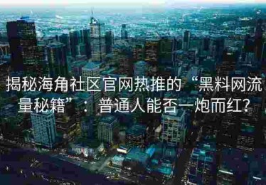 揭秘海角社区官网热推的“黑料网流量秘籍”：普通人能否一炮而红？