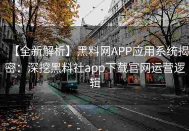 【全新解析】黑料网APP应用系统揭密：深挖黑料社app下载官网运营逻辑