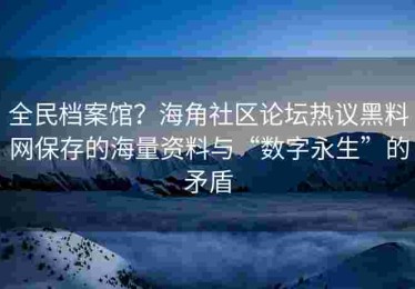 全民档案馆？海角社区论坛热议黑料网保存的海量资料与“数字永生”的矛盾