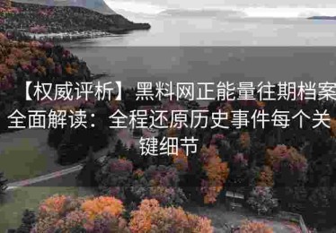 【权威评析】黑料网正能量往期档案全面解读：全程还原历史事件每个关键细节