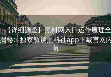 【详细调查】黑料网入口运作原理全揭秘：独家解读黑料社app下载官网内幕