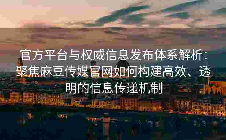官方平台与权威信息发布体系解析：聚焦麻豆传媒官网如何构建高效、透明的信息传递机制