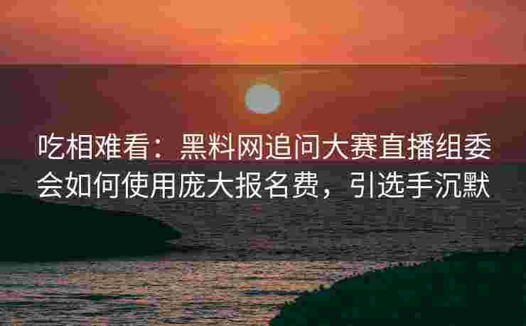 吃相难看:黑料网追问大赛直播组委会如何使用庞大报名费,引选手沉默 吃相难看:黑料网追问大赛直播组委会如何使用庞大报名费,引选手沉默